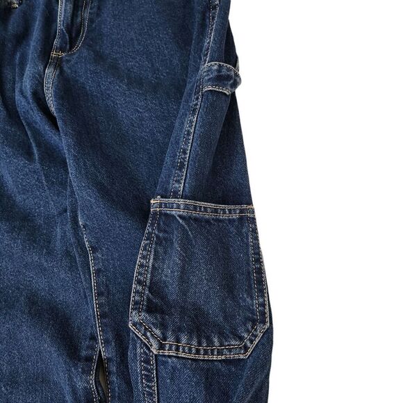 Zara Jeans Womens 4‎ Blue Cargo Straight Leg Bloggers Favorite Side Pockets - Picture 2 of 9